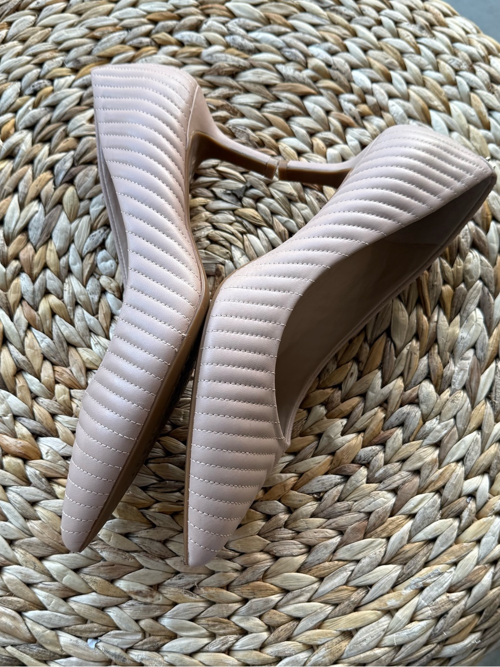 Karl Lagerfeld Quilted Pointed Toe Flats in Nude - Picture 6 of 7